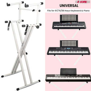 5 Core Keyboard <b>Stand</b> 2 Tier Doubled X Shape Adjustable Heavy Duty Key Board DJ <b>Controller</b> <b>Stands</b> - Product Image 4