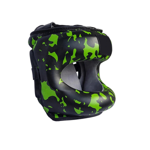 Protector de Cabeza para Boxeo, Casco Protector para Adultos Unisex con Cierre de Velcro, Diseño de Camuflaje Negro y Verde, Cuero PU - Product Image 2