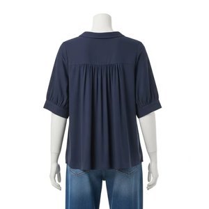 เสื้อเบลาส์ฤดูร้อนคอกลมผ้าเบาระบายอากาศได้ดีใส่สบายสวมใส่ได้ทุกวันเสื้อผ้าแฟชั่น - Product Image 5