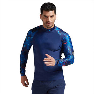 Men's Chlorine Resistant Compression <b>Long</b> <b>Sleeve</b> Rash <b>Vest</b> Sublimation Printed Spandex/Nylon 220g High Quality Surfing MMA Guard - Product Image 6