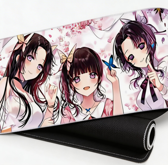 XXL 8030cm Anime Demon Slayer Butterfly Girls Extended Gaming Mouse Pad | Heated Wrist Rest, Non-Slip & Water-Resistant Surface
