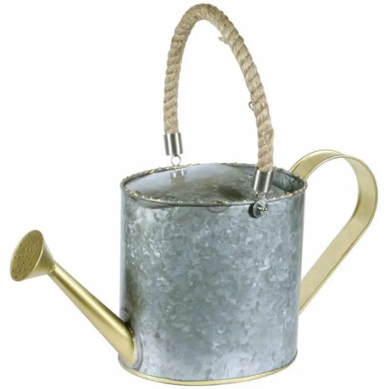Metal Iron Watering Can for Decoration Metal Galvanized Watering Can with Brass & Rope Handle Flower & Plants