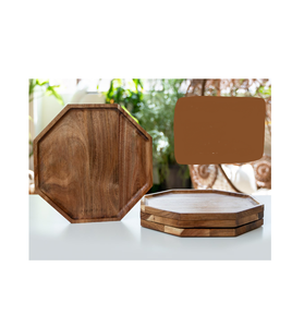 El último diseño sirve la placa redonda del cargador de madera natural con el plato hecho a mano y la bandeja para el uso del hotel de la cocina - Product Image 3