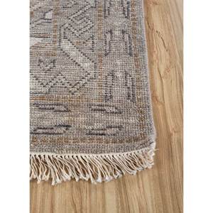Alfombra de Lana Anudada a Mano Savana Gris y Negra AKWL-1281 con Patrón Geométrico y Abstracto para el Hogar, Pasillo y Sala de Estar, Rectangular - Product Image 4