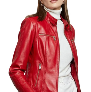 2025 chaquetas de cuero puro originales de diseño moderno de alta calidad para mujer, chaqueta de cuero de piel de oveja auténtica para mujer - Product Image 6