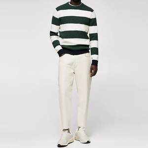 Fabricante personalizado de moda de rayas suéteres de cuello redondo de manga larga de punto suéter de los hombres - Product Image 6