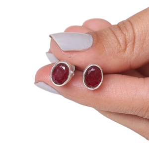 Rubis pierres précieuses boucles d'oreilles bijoux pour femmes argent Boho Style bijoux 925 argent Sterling tendance boucles d'oreilles faites à la main cadeau pour elle - Product Image 1