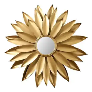 Metal Sun Flower Design Luxury Wall Mirrors With Highly Finishing Vintage Design Home Decorative Hanging Wall Mirrors