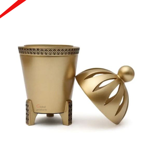 Brûleur de forme ronde en métal de haute qualité avec brûleur Bakhoor noir et or pour la maison - Product Image 2
