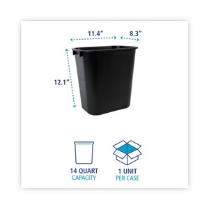 Boardwalk 14 Qt. Cubo de Basura de Plástico Negro con Laterales Blandos, Capacidad de 12L, Cubo de Basura Abierto para Oficina o Uso en Exteriores para Restaurantes - Product Image 5