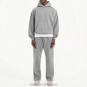 Haute qualité 600 Gsm Basics hommes Streetwear à capuche et pantalon de survêtement ensemble lourd polaire coton recadrée survêtement pour l'automne - Product Image 3