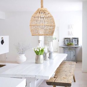 LÁMPARA COLGANTE DE RATÁN TENDENCIA LÁMPARAS DECORATIVAS CON CUENTAS DE MADERA Y TAMAÑO PERSONALIZADO SUMINISTROS DE DECORACIÓN DE NAVIDAD BODA - Product Image 1