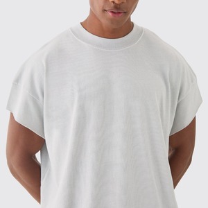 2025 personnalisé 100% coton hommes T-Shirt longueur recadrée surdimensionné col rond coupe avec manches courtes unies Stock disponible - Product Image 3