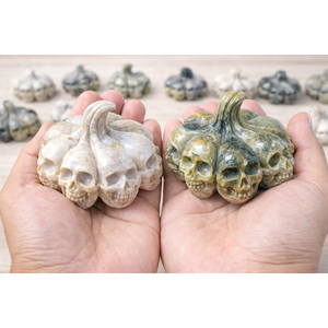 Handcrafted 4-6 cm Natural Bumblebee Onyx <b>Skull</b> Pumpkin Carving Stone Crystal for Home & Halloween <b>Decorations</b> - Product Image 3