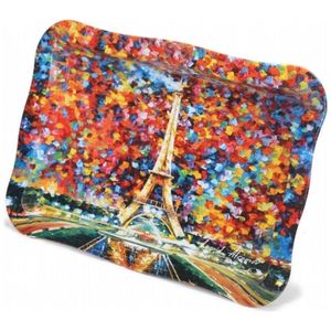 Plateau de service en bois élégant 238x358mm Plateau de service rectangulaire en nacre avec bord ondulé Design Rain Paris - Product Image 4