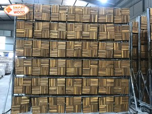 Modern Acacia WPC Outdoor Decking Tiles 300x300mm Oiled Natural Golden Light Oak Anti-Slip Square Brushed Interlocking <b>Flooring</b> - Product Image 4