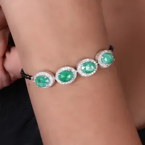 Bracelet en argent tibétain pour femmes avec perles et pierres de jade, style classique, cadeau de bijoux - Product Image 2