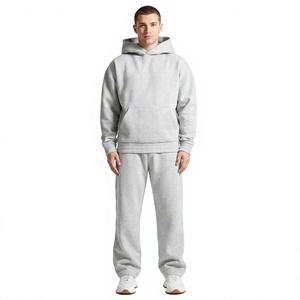 OEM Custom Logo Men's 100% Cotton French Terry Oversized Streetwear Tracksuit Straight Leg Jogger <b>Set</b> Manufacturer - Product Image 5