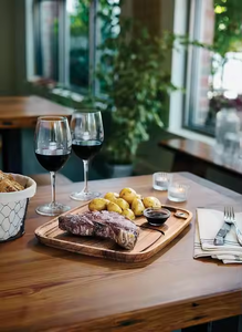 Acacia Wood Steak Plate With Juice Channel Wooden <b>BBQ</b> Steak Plate by glowin fashion - Product Image 5
