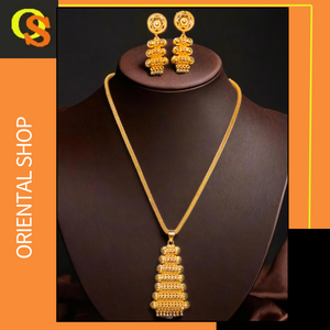 Juego de pendientes de collar hechos en India con juego de pendientes de collar de estilo tradicional chapado en oro de 22K a la venta por exportadores - Product Image 2