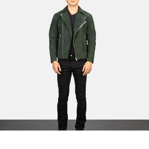 Veste en cuir pour homme Col rabattu avec boutons et fermeture éclair Décoration Couleur menthe Vestes de sécurité moto de haute qualité - Product Image 5