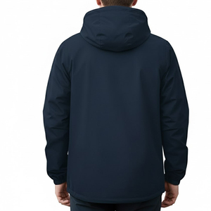 Veste coupe-vent à capuche pour homme la plus populaire, imperméable, respirante, faible MOQ pour la vente en ligne avec logo frontal - Product Image 2