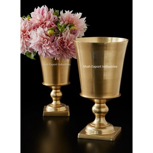 Florero de Metal de Color dorado de estilo Vintage para la Mesa de la sala de estar, florero decorativo hecho a mano para cumpleaños de boda - Product Image 1