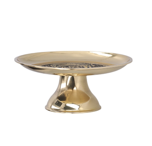 Exhibidor de Pasteles de Metal de un Solo Nivel con Acabado Brillante de Estilo Contemporáneo, Soporte Decorativo de Metal para Mesa de Postres, Fabricado en India - Product Image 3