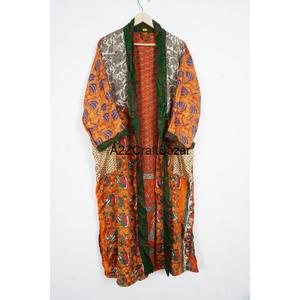 Handmade Long 100% Silk Sari Kimono <b>Women</b> High Quality Vintage Patchwork Bridesmaid <b>Robes</b> Breathable Front Free Size Nightwear - Product Image 4