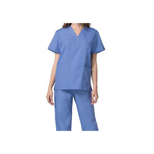 Clásico Azul Unisex V Cuello Médico Scrub Set Huzaifa - Product Image 1