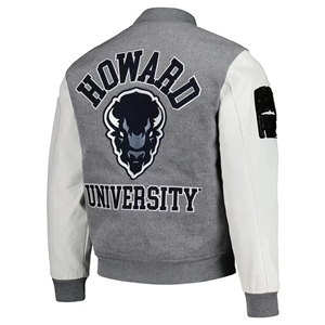Veste universitaire vintage personnalisée Howard University, patchs brodés HBCU, fermeture à double boutonnage, toile imperméable lavée - Product Image 4
