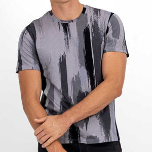 T-shirt col rond pour hommes 65% coton 35% polyester tricoté tissu imprimé personnalisé promotionnel en gros OEM en cours - Product Image 4