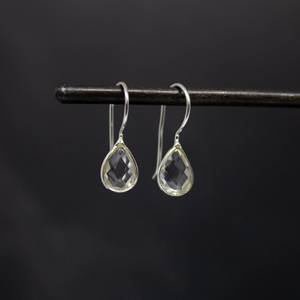 Top qualité brillant argent couleur cristal de roche mariage mariée fiançailles longue larme balancent goutte pierre de naissance boucles d'oreilles pour les mariées - Product Image 1