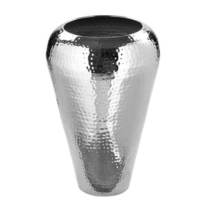 Vase contemporain en métal martelé argenté Accent décoratif moderne Idéal pour les hôtels, les salles de banquet et le style intérieur - Product Image 2