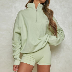 Ensemble survêtement en coton pour femmes, 2 pièces, sweat-shirt et short surdimensionnés, logo brodé personnalisé, 2026 et nouveau, prix de gros - Product Image 1