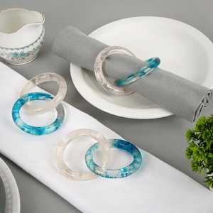 Anneaux de serviette en résine luxueux avec pierres naturelles intégrées pour les occasions de fête ambiance terreuse et caractéristique stockée - Product Image 4