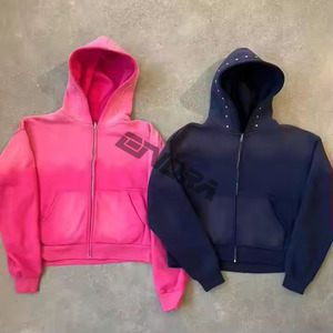 Sweat à capuche zippé pour hommes, fabrication de sweats à capuche à double fermeture éclair, sweat à capuche zippé lourd, 100% coton, fermeture éclair complète, rue - Product Image 4