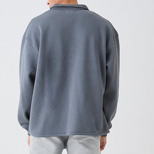 Oversize Cotton Heavyweight <b>Long</b> <b>Sleeve</b> <b>Rugby</b> Polo T <b>Shirt</b> for Men Blank Custom Cut and Sew T-<b>shirt</b> - Product Image 2