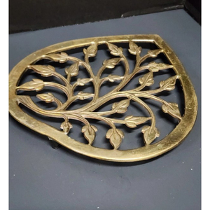 Dessous de plat rond plaqué laiton moderne Tapis de cuisine résistant à la chaleur avec porte-pot design arbre de vie - Product Image 6