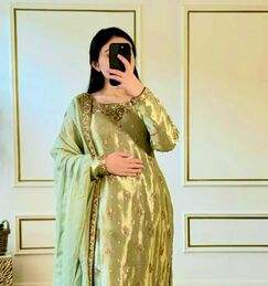 Dernier Designer Fab Zone Semi-Cousu Sharara Costume Faux Georgette Broderie Séquence Travail Fait Soie Dupattas pour la Fête - Product Image 5