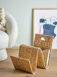 Porte-revues en jacinthe d'eau tissée flexible, support de rangement en osier naturel moderne pour livres, dossiers, décoration minimaliste pour la maison et le bureau - Product Image 4