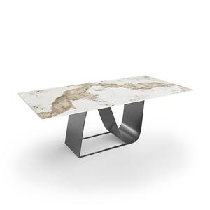Mesa de Comedor Moderna con Base de Acero Inoxidable y Tapa de Mármol, Diseño de 2640 cm de Longitud, Capacidad para Más de 10 Personas - Product Image 1