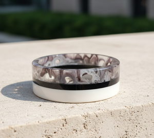 Handmade Marble Effect Resin Bangle | Minimalist Black & <b>White</b> Statement <b>Bracelet</b> | Modern Customizable Unique Fashion Jewelry - Product Image 1