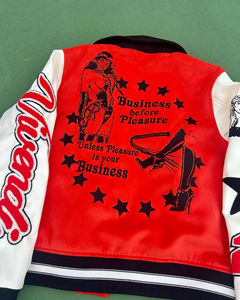 เสื้อแจ็คเก็ตเบสบอลสีสันสดใสสไตล์ไฮสตรีทสำหรับฤดูหนาว  รับผลิตตามสั่งพร้อมปักโลโก้  ไซส์ใหญ่พิเศษสำหรับผู้ชาย  แจ็คเก็ตบอมเบอร์หนัง PU  แจ็คเก็ตวาร์ซิตี้ - Product Image 6