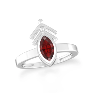 Bague en argent sterling 925 de haute qualité avec grenat naturel, forme marquise, sertie en bélière, pour mariage, fête, classique et élégante - Product Image 1