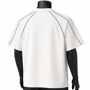T-shirt blanc à manches courtes pour homme, col rond, coupe classique, style décontracté, anti-boulochage, tricoté, 100% coton - Product Image 3