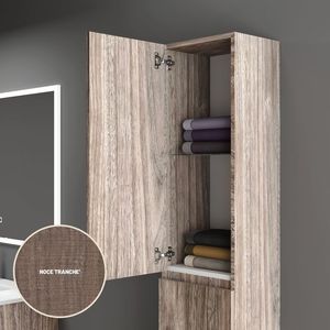 Armadio bagno a colonna di Londra con 2 porte e 2 ripiani in vetro 162x40x32cm noce Tranche Color confezione da 1 - Product Image 3