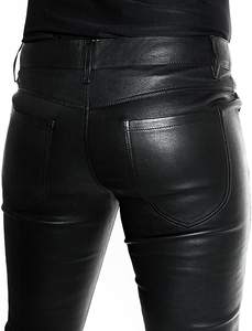 Pantalones de cuero para motocicleta de calle para hombre, cuero de vaca negro para hombre, cuero para motocicleta/moto con deslizadores - Product Image 5