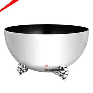new unique design metal round large punch bowl for tabletop showpiece bowl shiny champagne chiller ice bucket