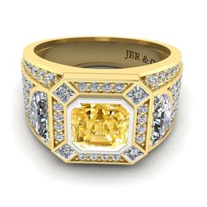 Anillo de bodas Cadillac de plata 925 chapado en oro con diamante radiante de Color amarillo de edición limitada para mujer a precio mayorista - Product Image 1